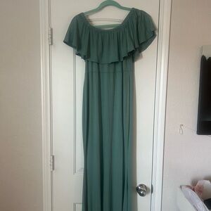 Amazon Maternity Photo Dress Off-Shoulder Sage/Seafoam Green
